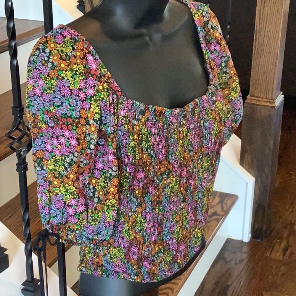 Free People Smocked Floral Top